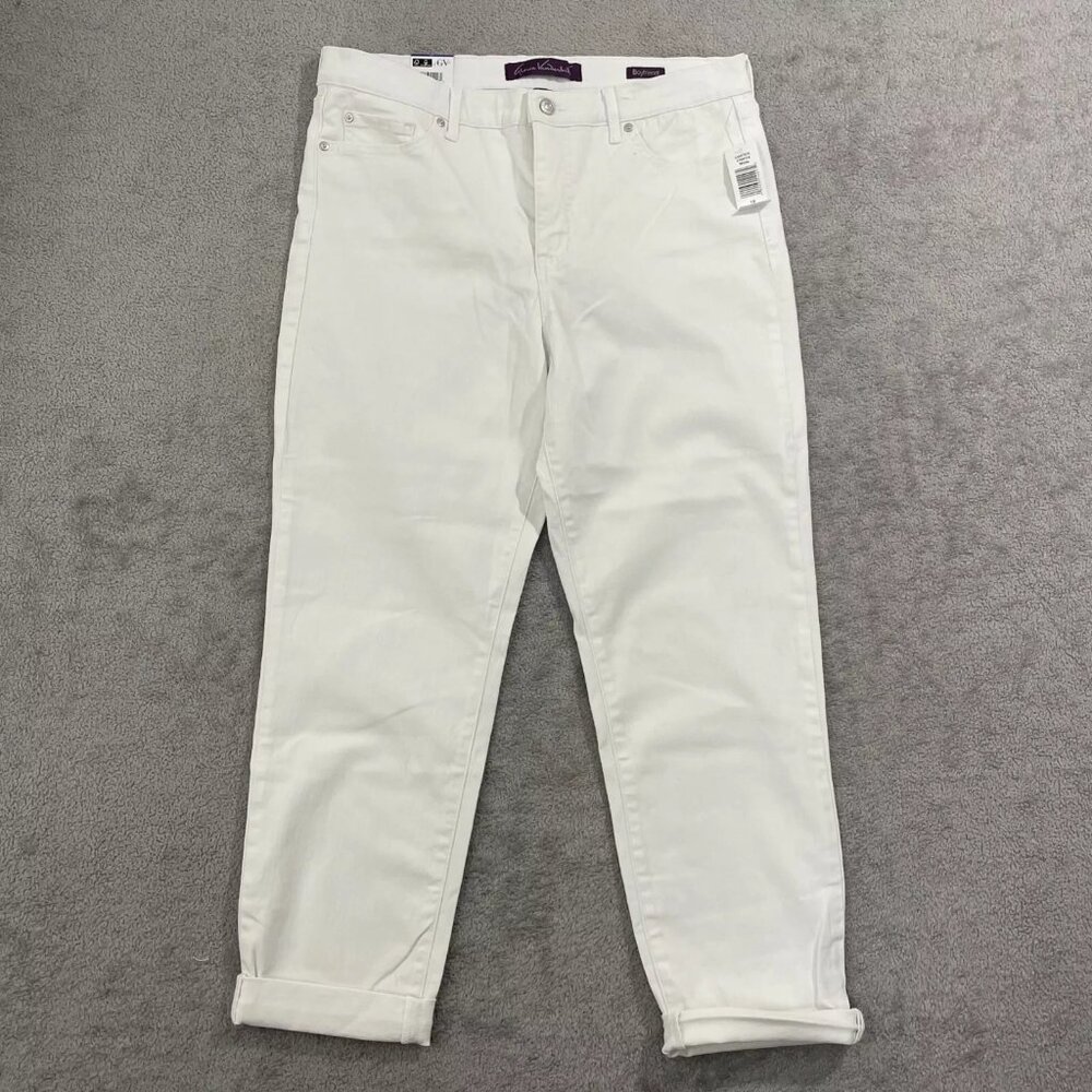 Gloria Vanderbilt Women's White Boyfriend Mid Rise Cuffed Jeans